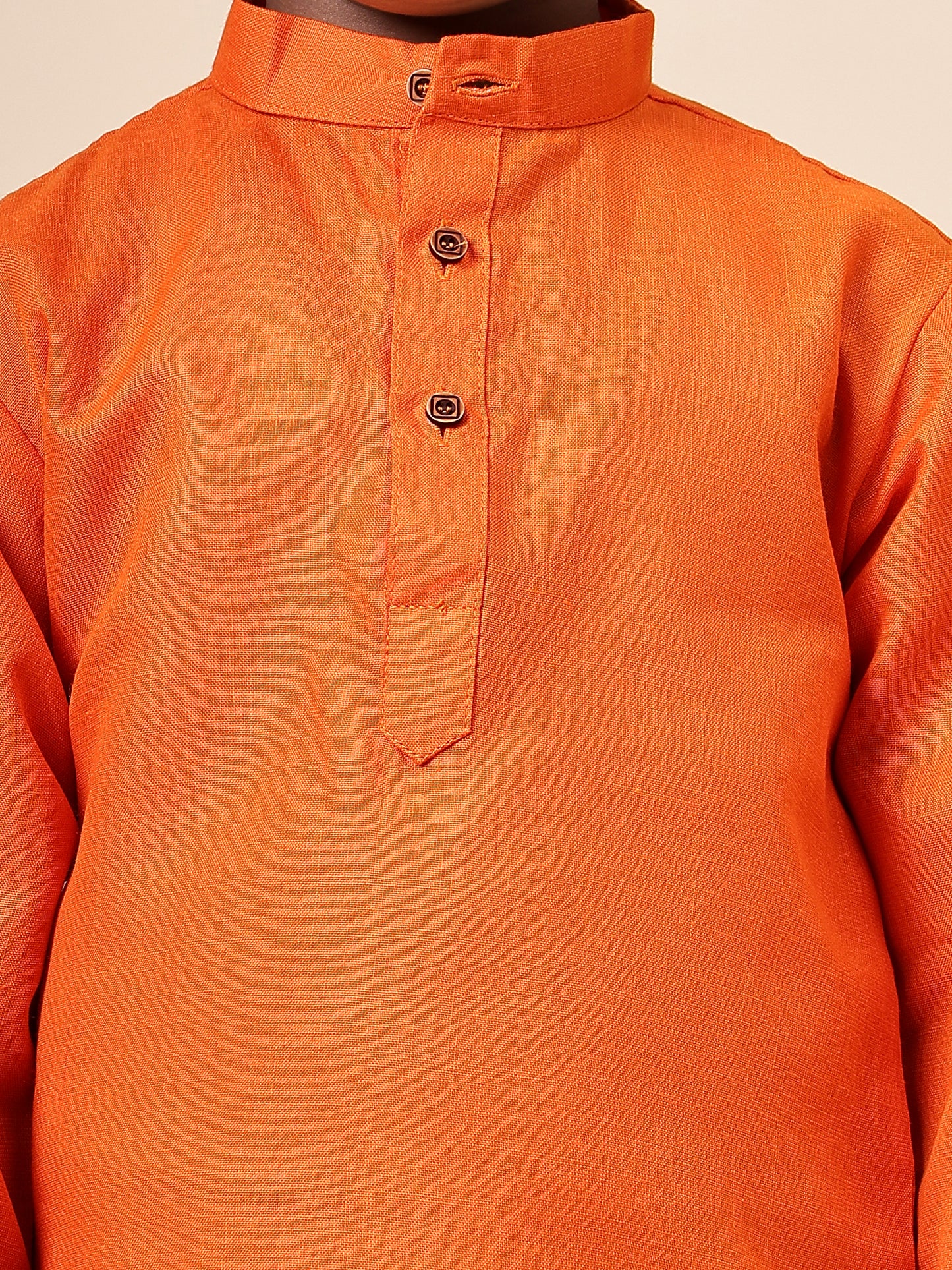 Karnam Junior - Boys Orange Cotton Short Kurta