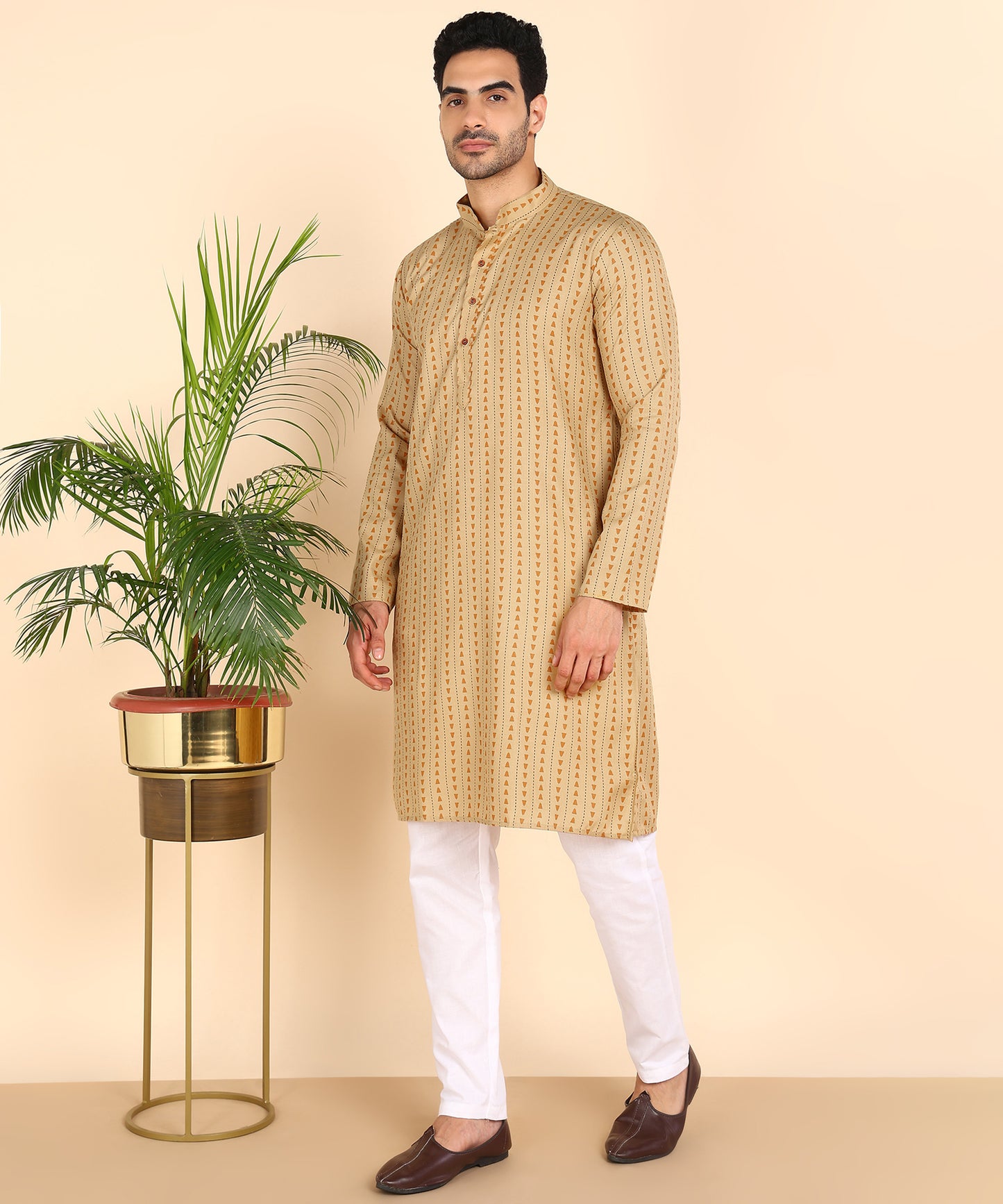 Yellow Symmetric Print Kurta
