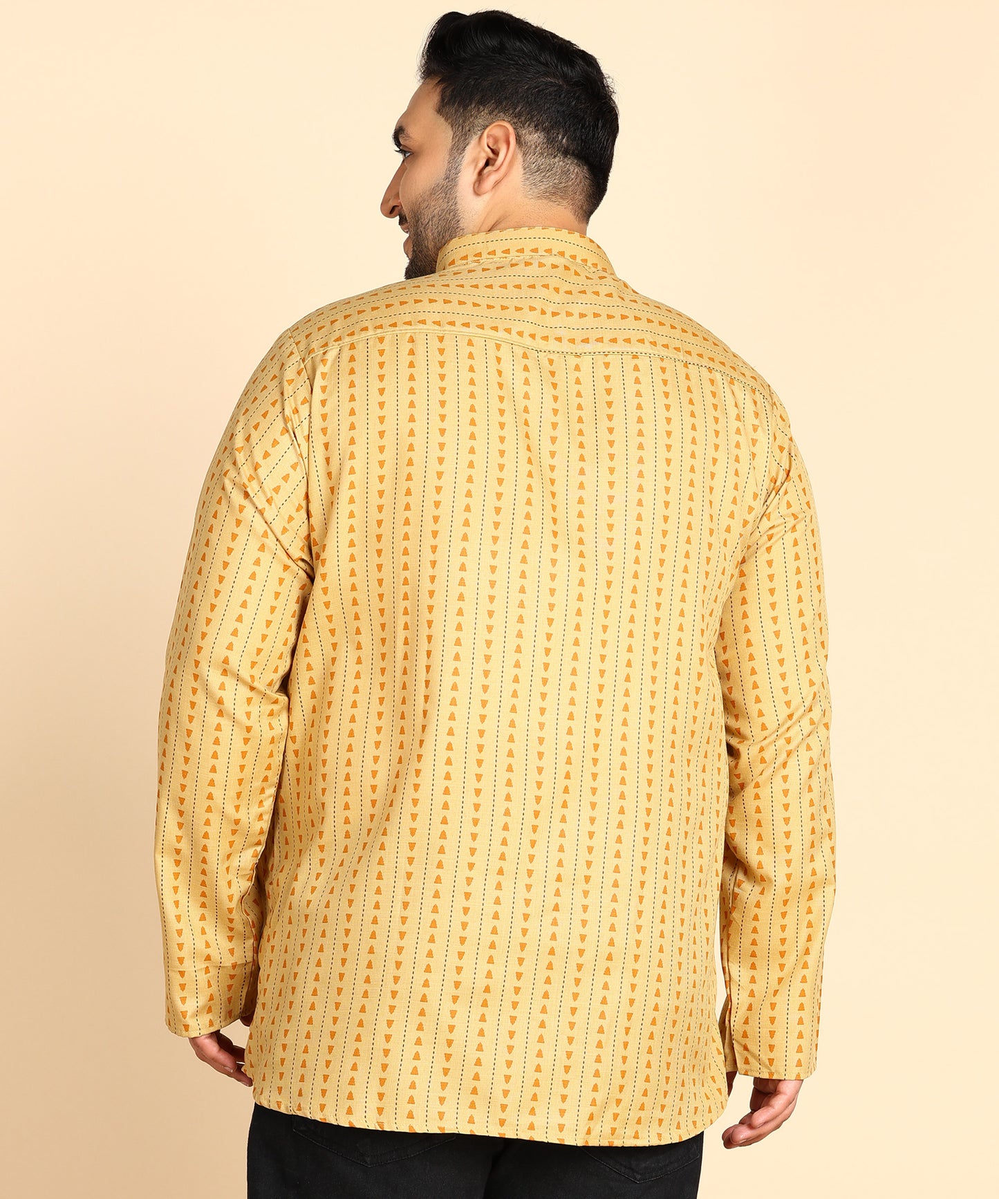 Yellow Symmetric Print Short Kurta