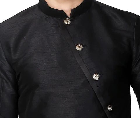 Black Silk Modern Cut Kurta