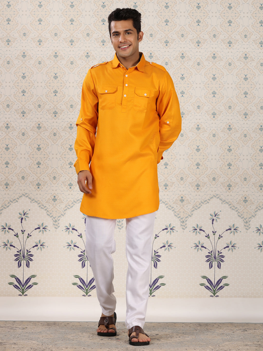 Mustard Pathani Set