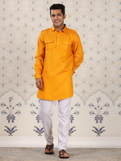 Mustard Pathani Set