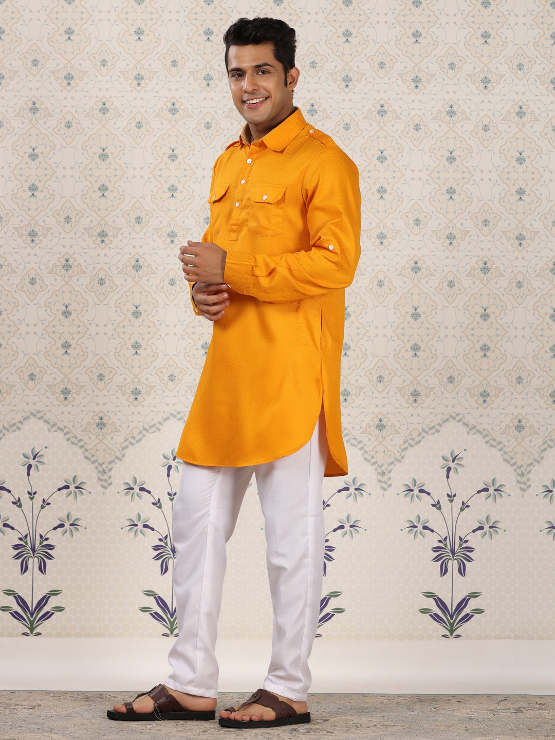 Mustard Pathani Set