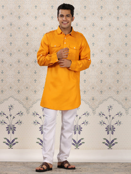 Mustard Pathani Set