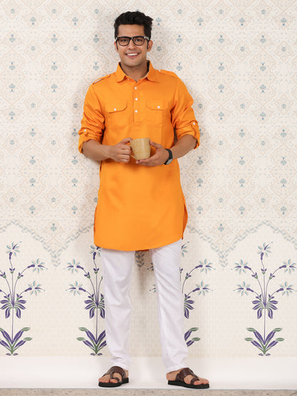 Mustard Pathani Set