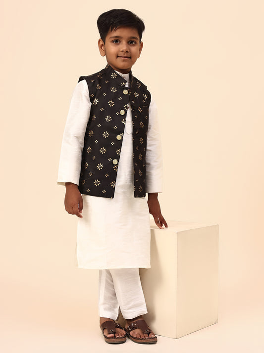 Karnam Junior - Boys Printed Black and Jacket Set