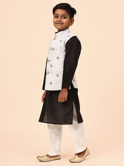 Karnam Junior - Boys Grey Printed Jacket Set