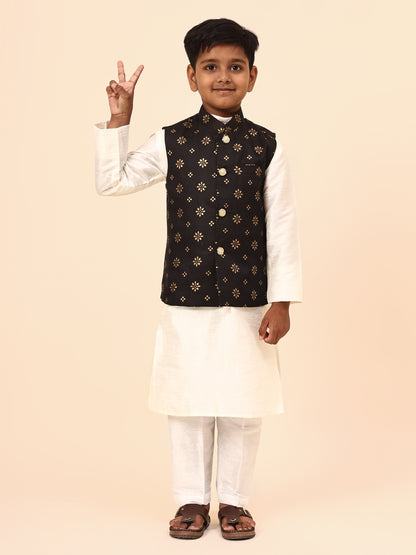 Karnam Junior - Boys Printed Black and Jacket Set
