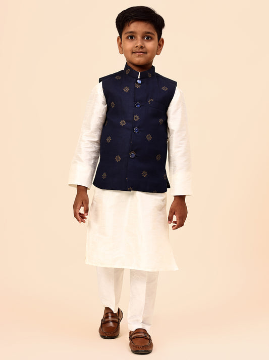 Karnam Junior - Boys Printed Blue and Jacket Set