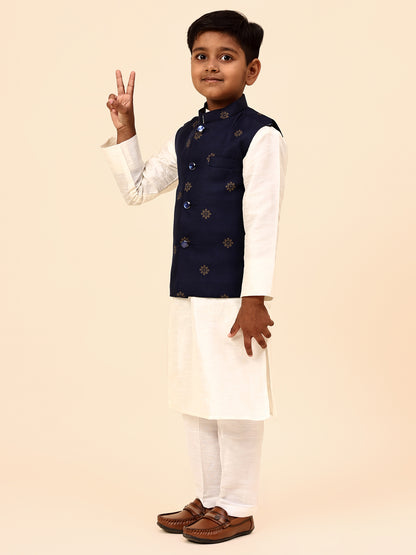 Karnam Junior - Boys Printed Blue and Jacket Set