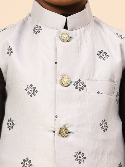 Karnam Junior - Boys Grey Printed Jacket Set