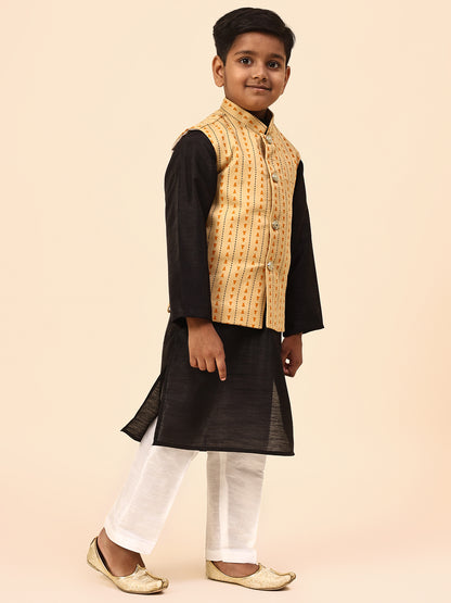 Karnam Junior - Boys Yellow Printed Jacket Set
