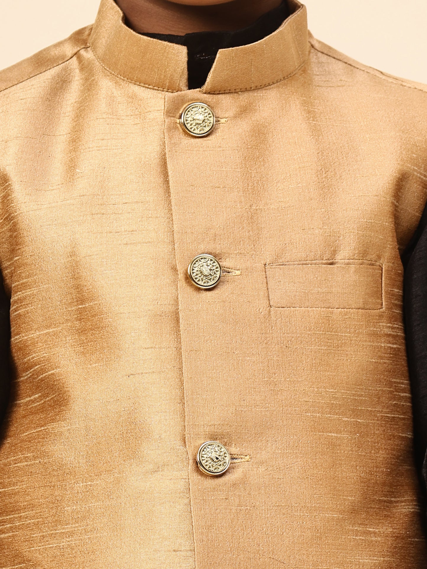 Karnam Junior - Boys Gold Silk Jacket Set
