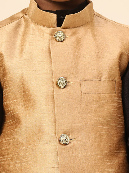 Karnam Junior - Boys Gold Silk Jacket Set