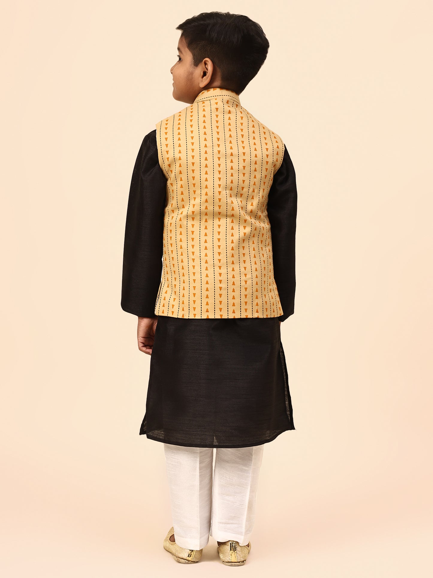 Karnam Junior - Boys Yellow Printed Jacket Set