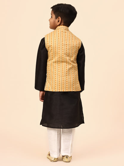 Karnam Junior - Boys Yellow Printed Jacket Set