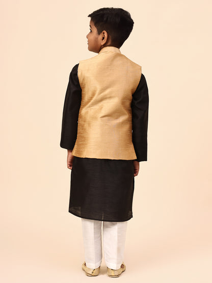 Karnam Junior - Boys Gold Silk Jacket Set