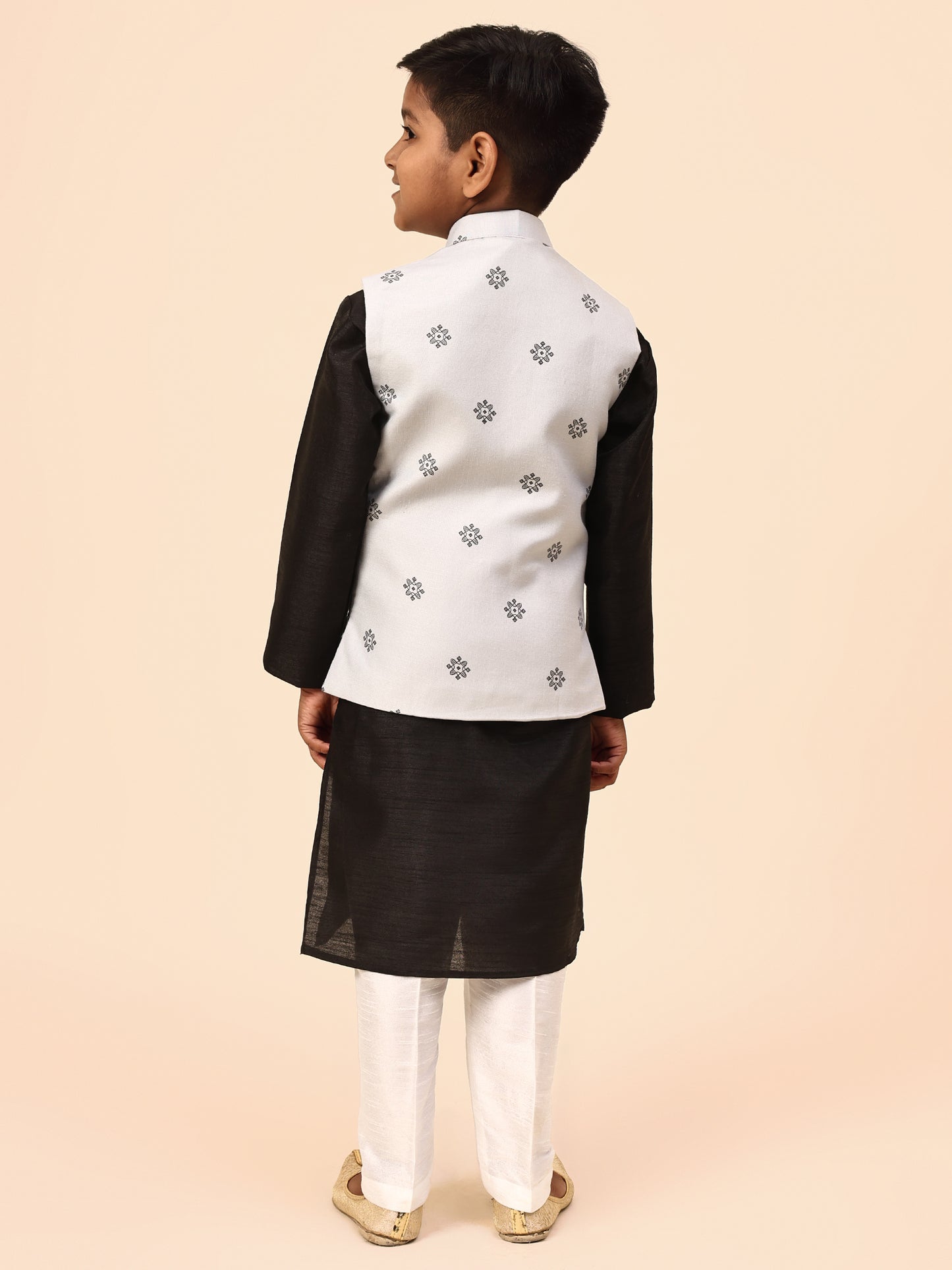 Karnam Junior - Boys Grey Printed Jacket Set