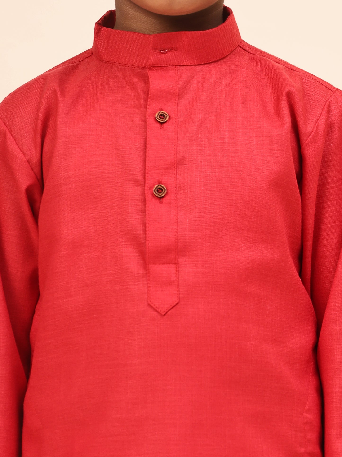 Karnam Junior - Boys Pink Cotton Kurta Set