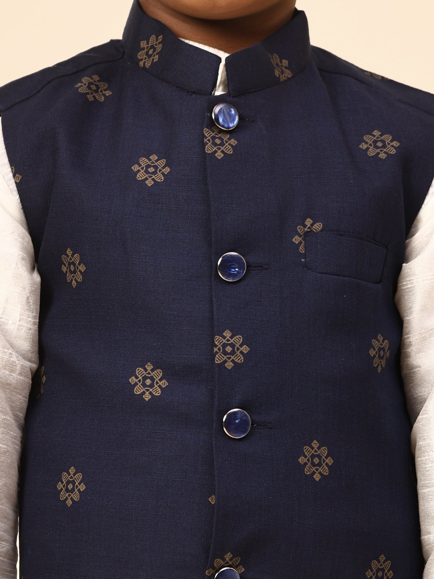 Karnam Junior - Boys Printed Blue and Jacket Set
