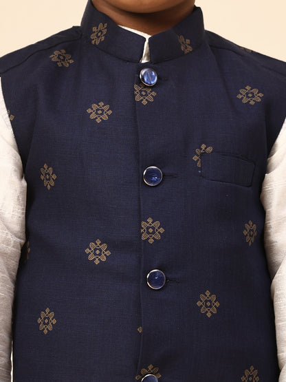 Karnam Junior - Boys Printed Blue and Jacket Set