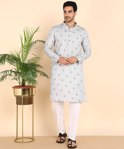 Grey Printed Long Kurta