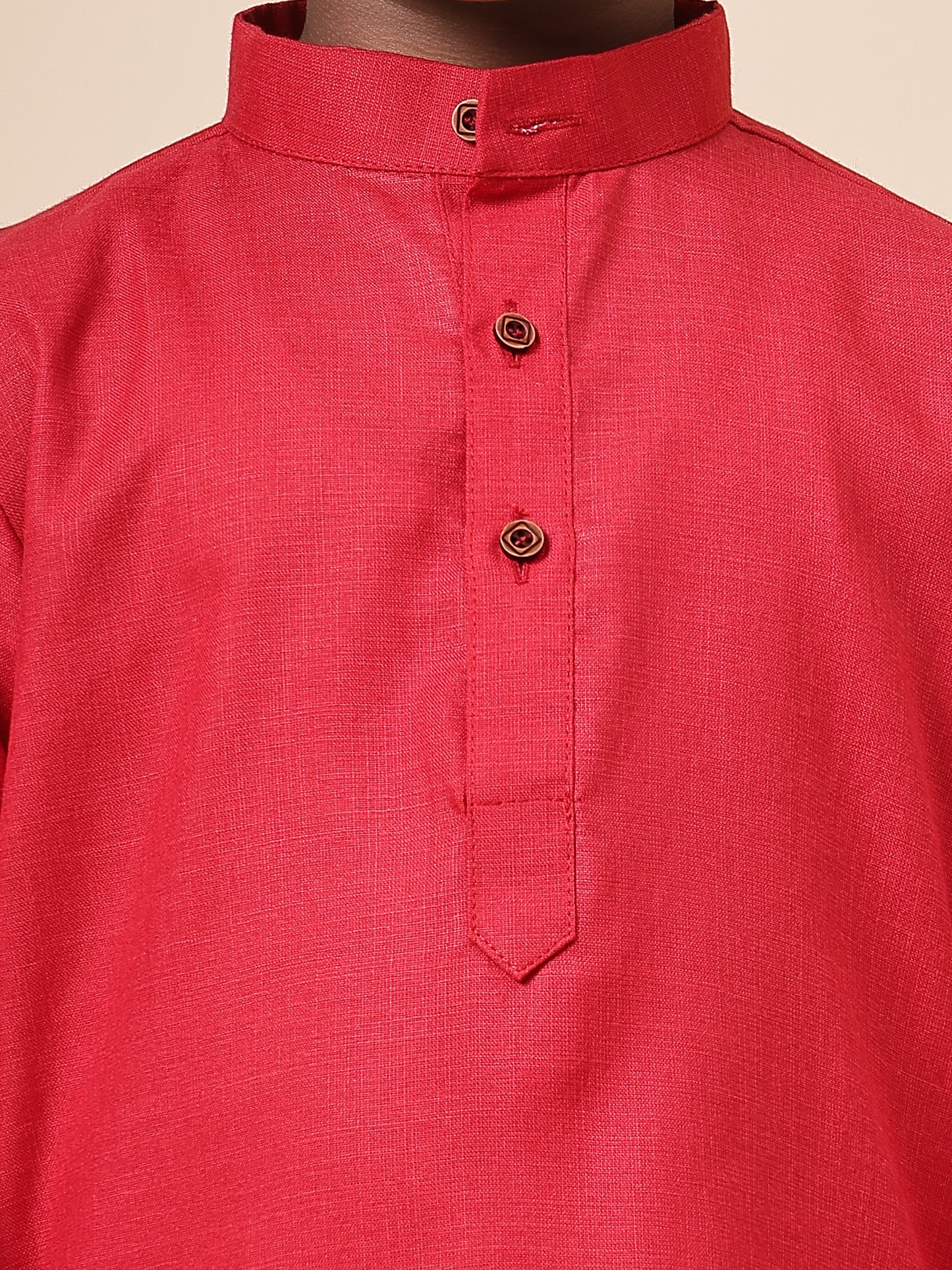 Karnam Junior - Boys Pink Cotton Short Kurta