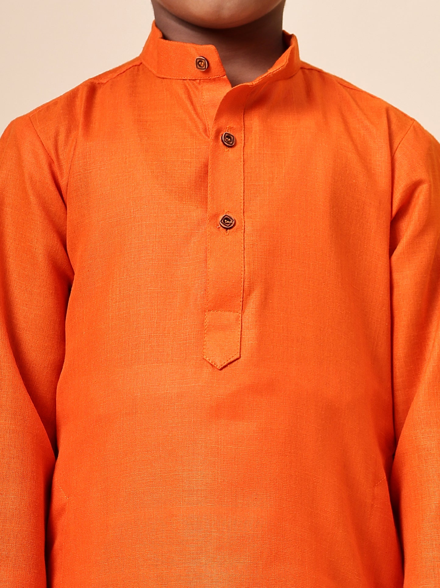 Karnam Junior - Boys Orange Cotton Kurta Set