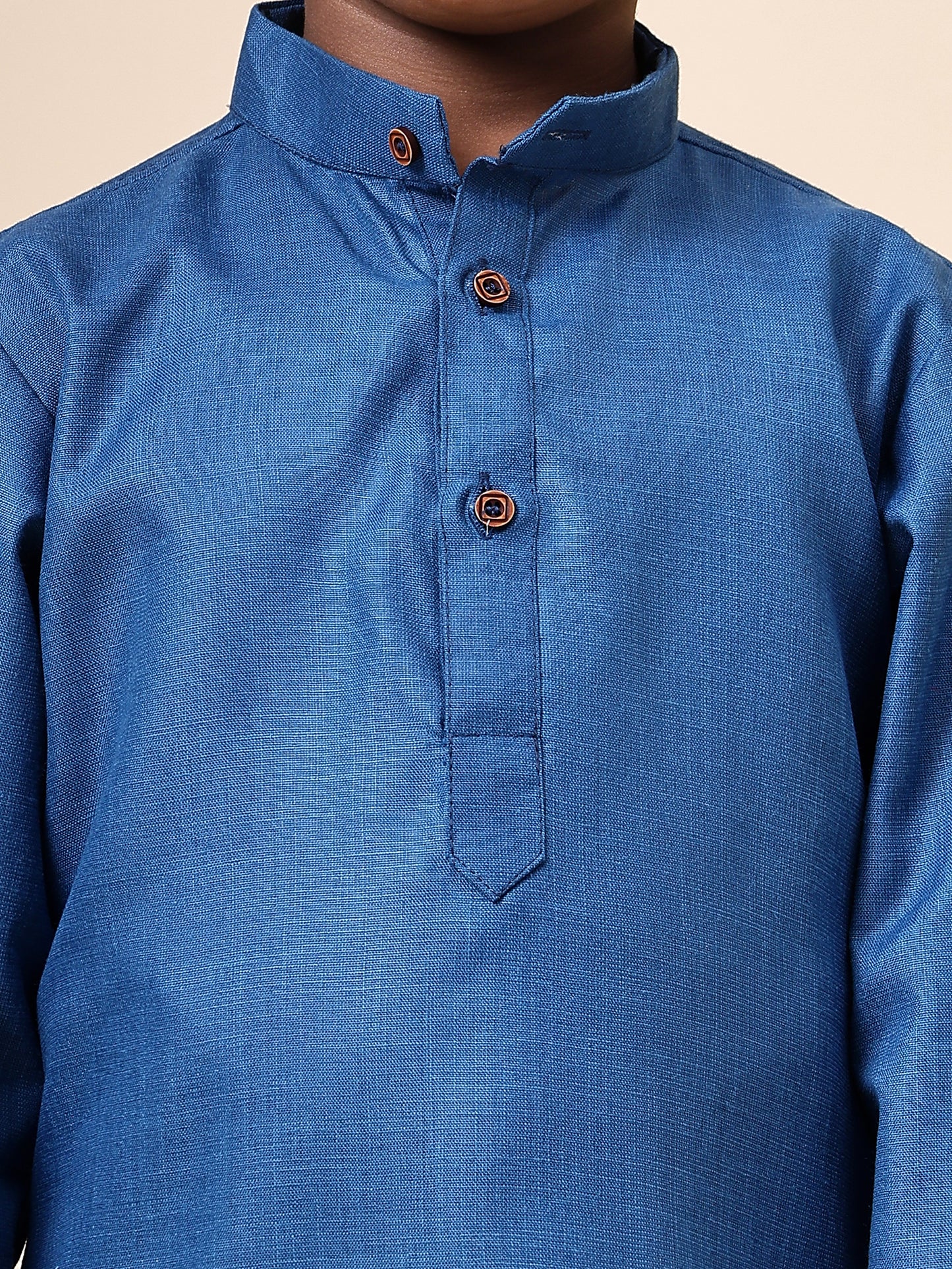 Karnam Junior - Boys Rama Green Cotton Short Kurta