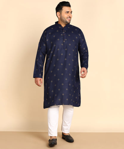 Blue And Gold Printed Kurta