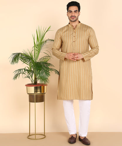 Yellow Symmetric Print Kurta