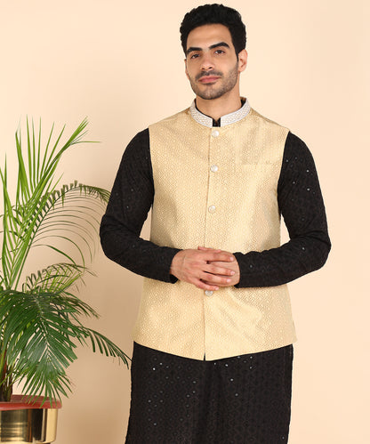 Beige Jacket with Embroidered Collar