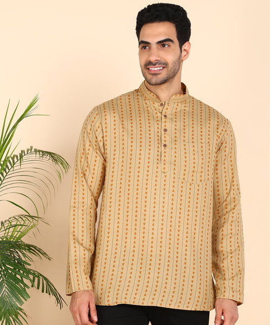 Yellow Symmetric Print Short Kurta