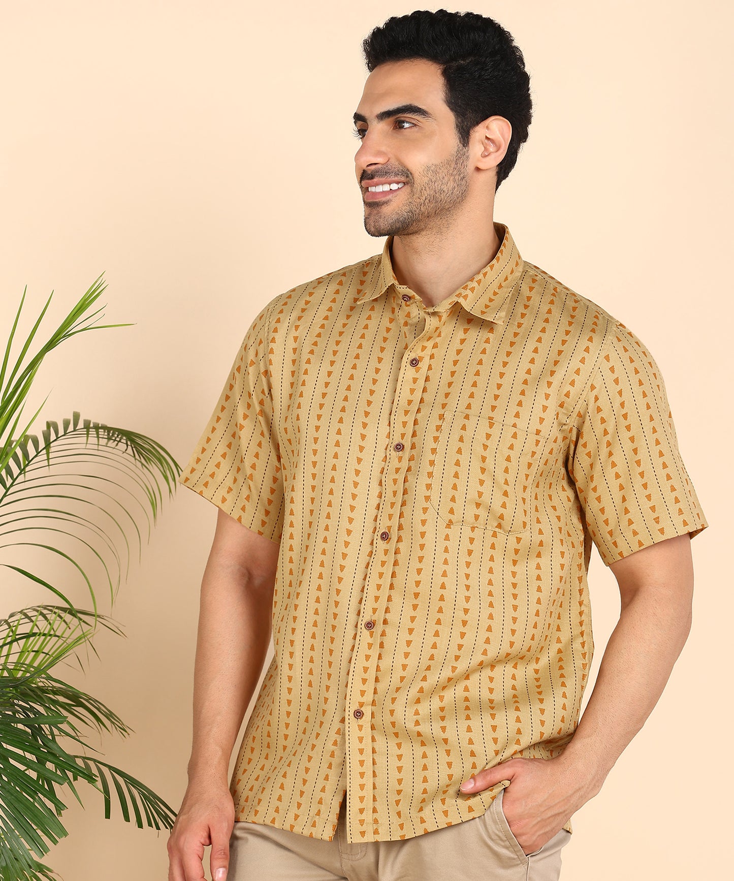 Yellow Symmetric Printed Shirt