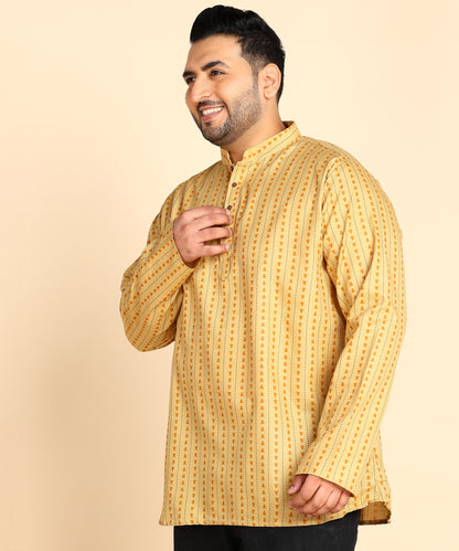 Yellow Symmetric Print Short Kurta