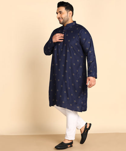 Blue And Gold Printed Kurta