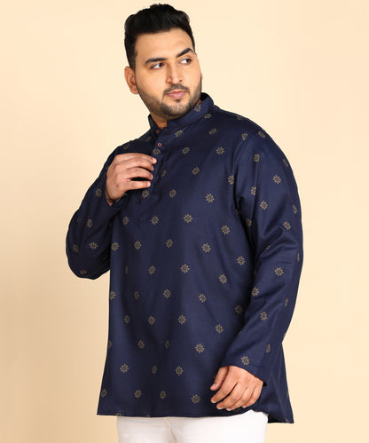 Blue and Gold Printed Short Kurta