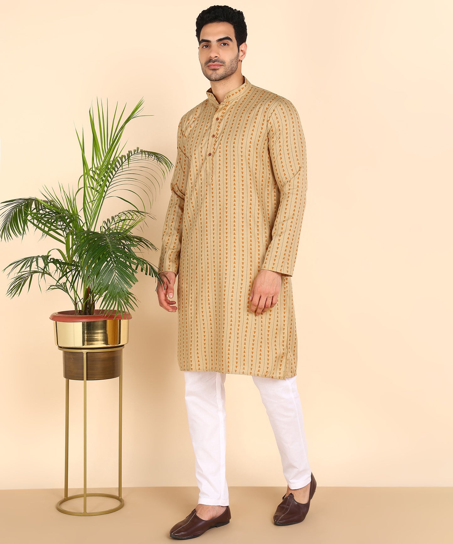 Yellow Symmetric Print Kurta