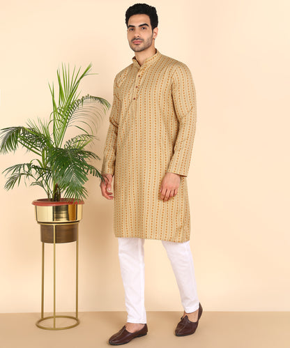 Yellow Symmetric Print Kurta