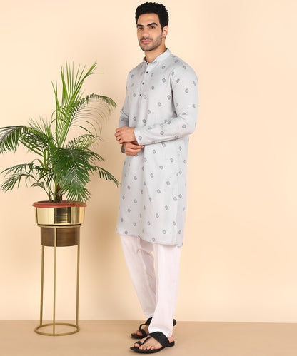 Grey Printed Long Kurta