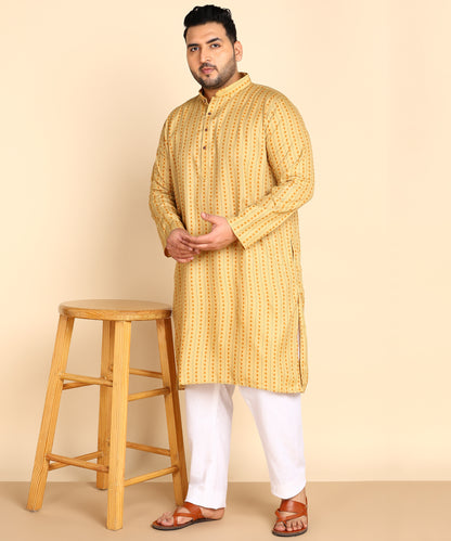 Yellow Symmetric Print Kurta