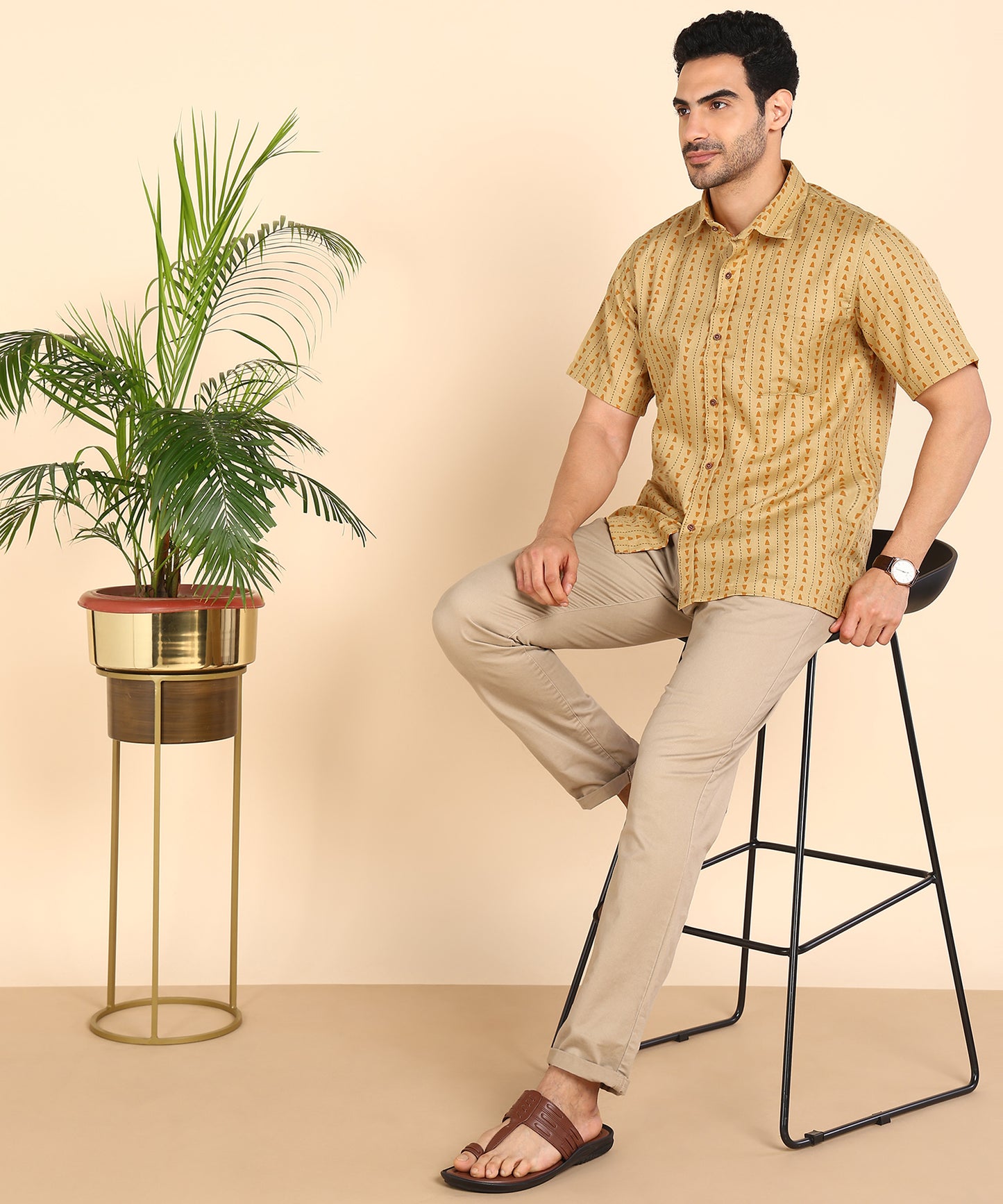 Yellow Symmetric Printed Shirt