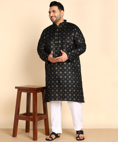 Black and Gold Printed Long Kurta