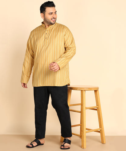 Yellow Symmetric Print Short Kurta