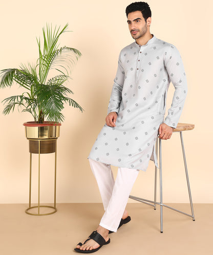 Grey Printed Long Kurta