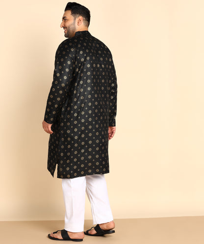 Black and Gold Printed Long Kurta