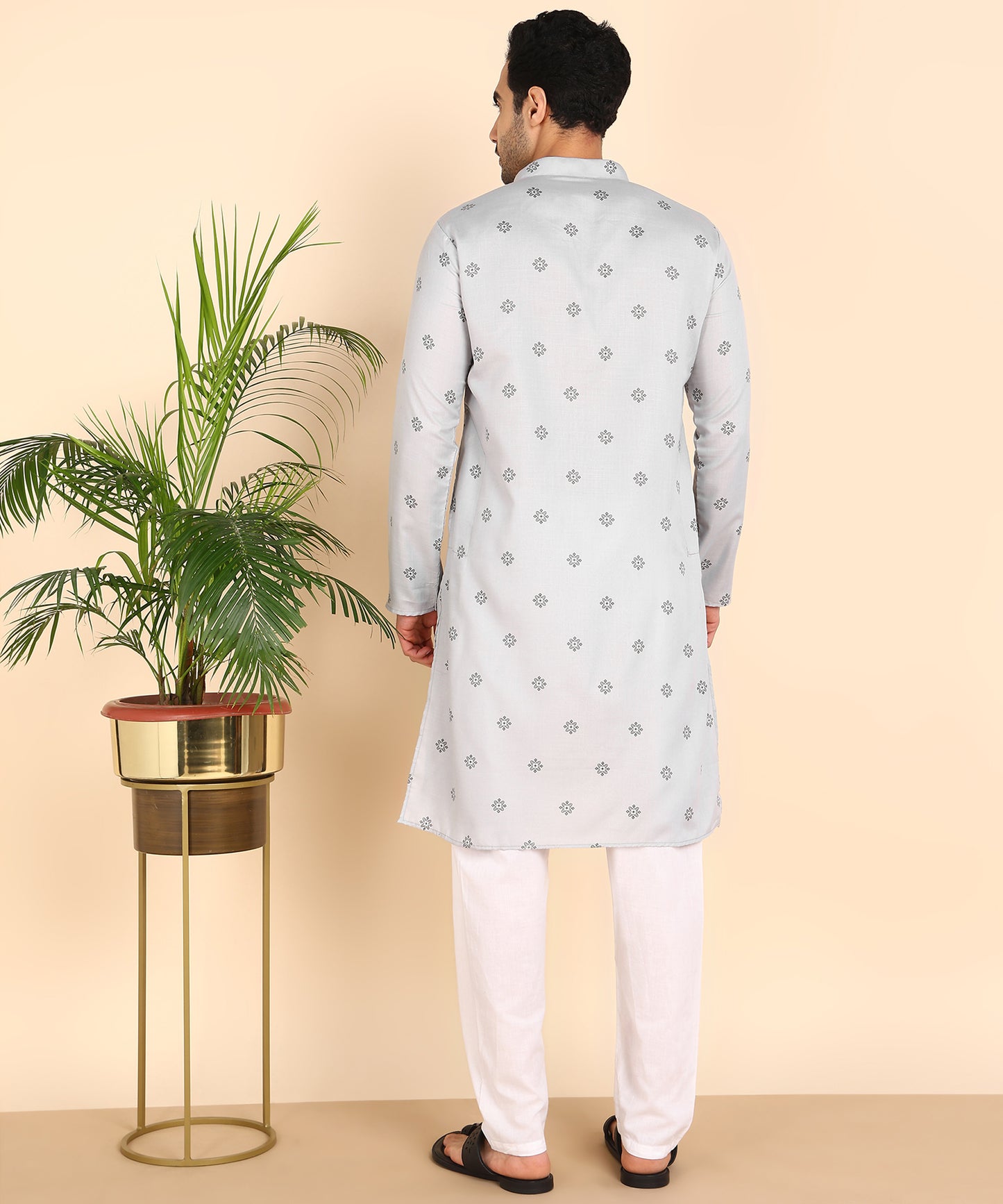 Grey Printed Long Kurta