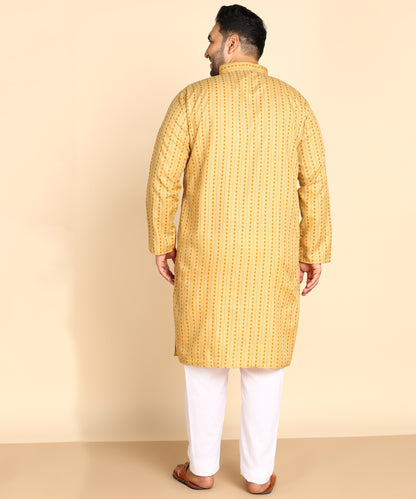 Yellow Symmetric Print Kurta