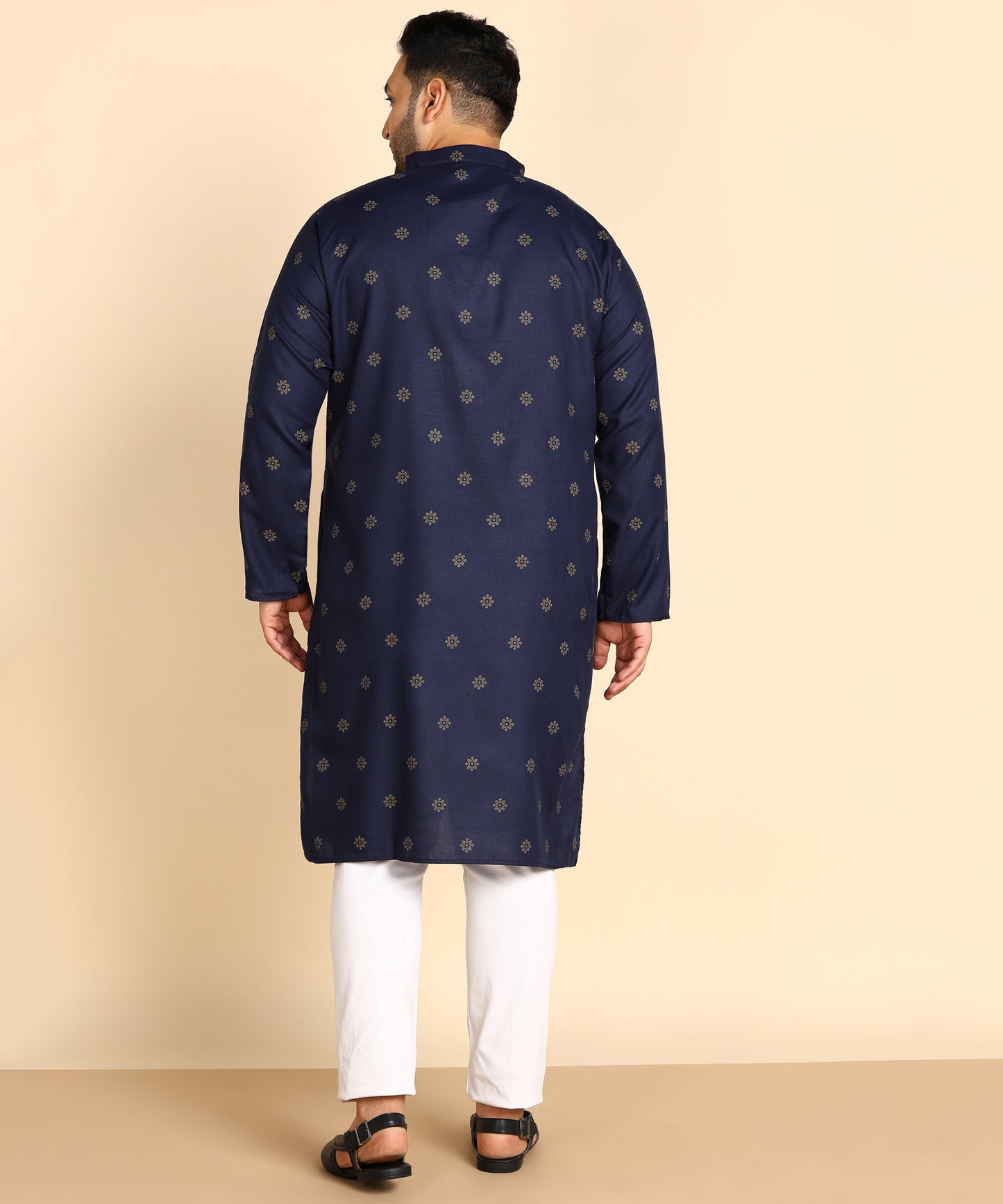 Blue And Gold Printed Kurta