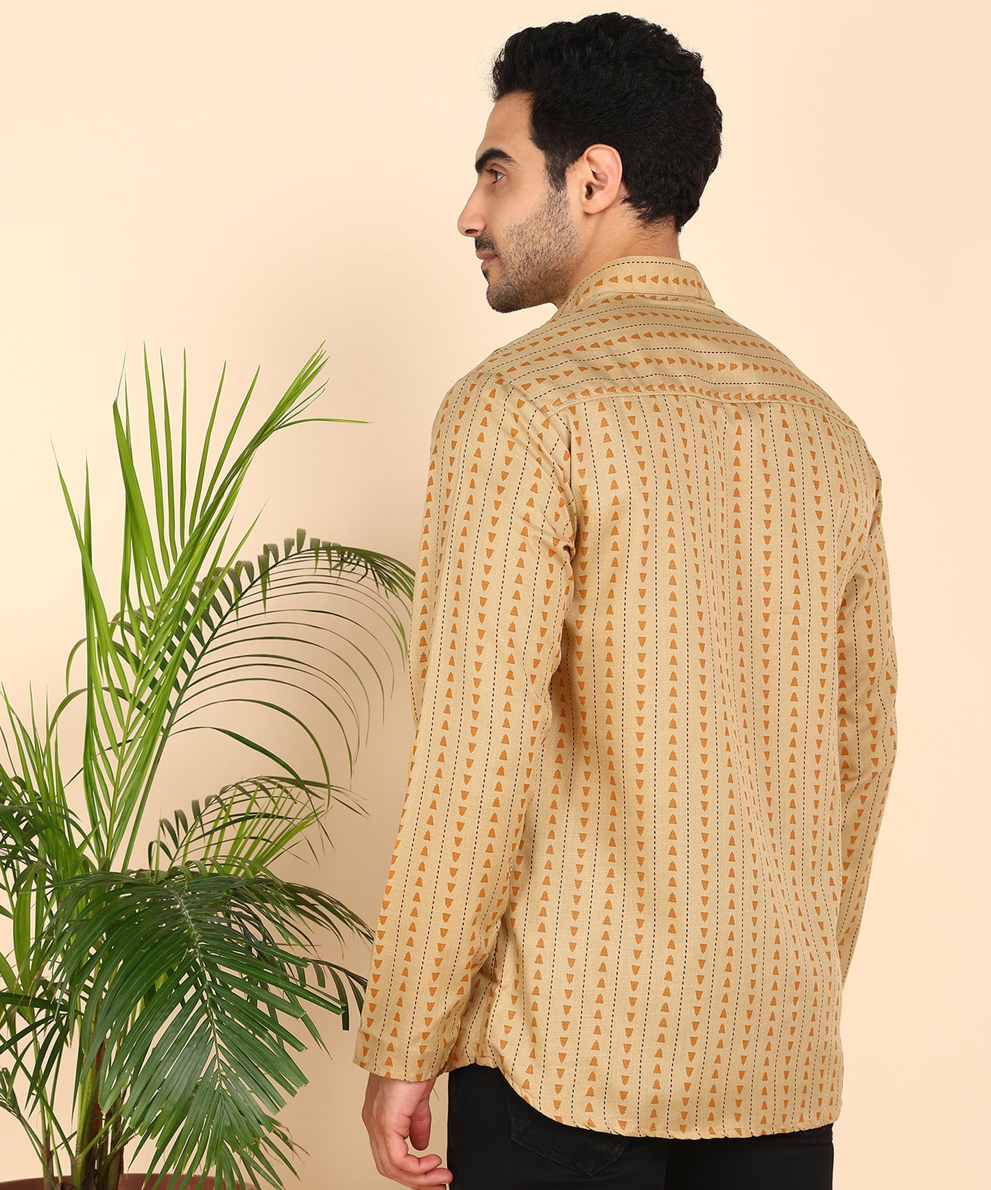 Yellow Symmetric Print Short Kurta